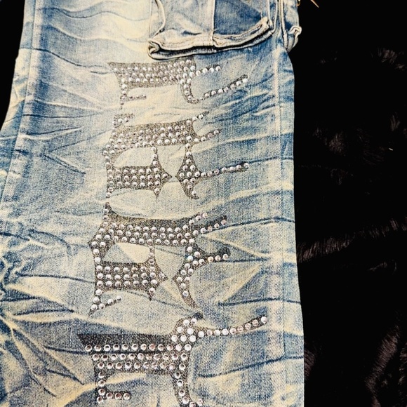 Smoke Rise Women's High Rise Wide Leg Chain Denim Pants - Picture 4 of 7